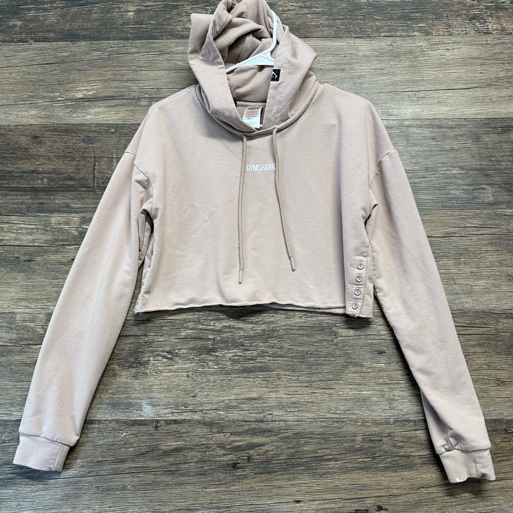 Gymshark Cream Tan Cropped Relaxed Hoodie